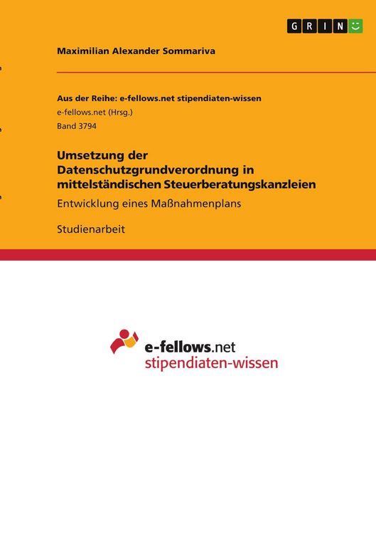 Produktbild: Umsetzung der Datenschutzgrundverordnung in mittelst&auml;ndischen Steuerberatungskanzleien