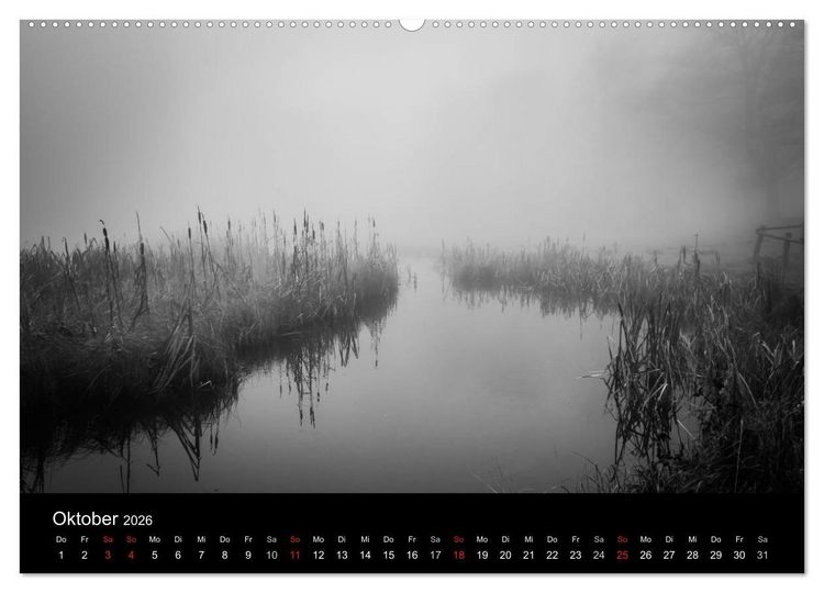 Produktbild: Monochrom 2026 (Wandkalender 2026 DIN A2 quer), CALVENDO Monatskalender