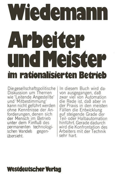 Produktbild: Arbeiter und Meister im rationalisierten Betrieb