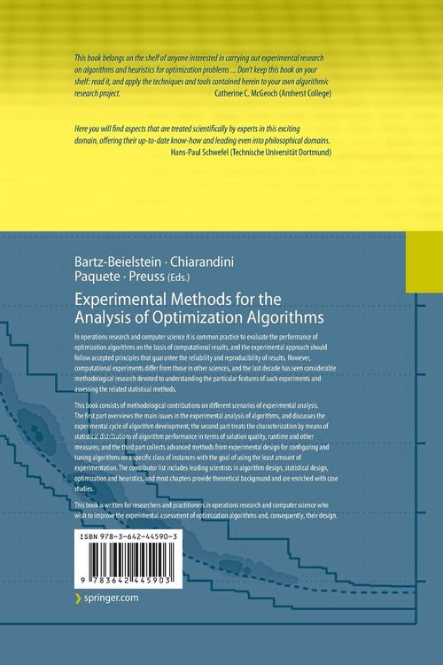 Produktbild: Experimental Methods for the Analysis of Optimization Algorithms