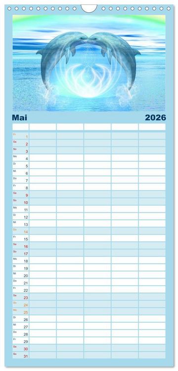 Produktbild: Familienplaner 2026 - Delfine - Kalender mit 5 Spalten (Wandkalender, 21 x 45 cm) CALVENDO