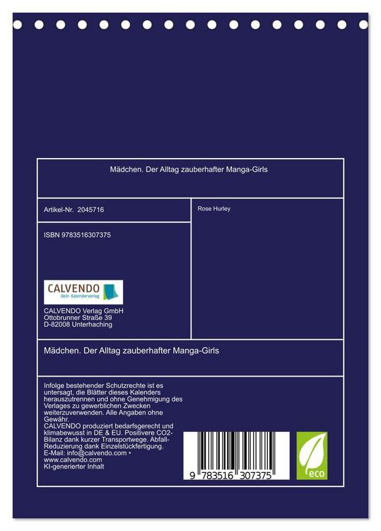 Produktbild: M&auml;dchen. Der Alltag zauberhafter Manga-Girls (Tischkalender 2026 DIN A5 hoch), CALVENDO Monatskalender