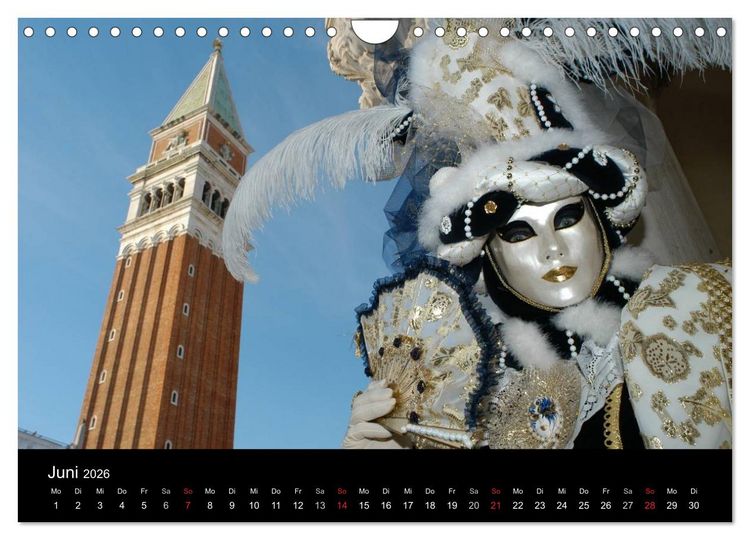 Produktbild: Maskenzauber in Venedig 2026 (Wandkalender 2026 DIN A4 quer), CALVENDO Monatskalender