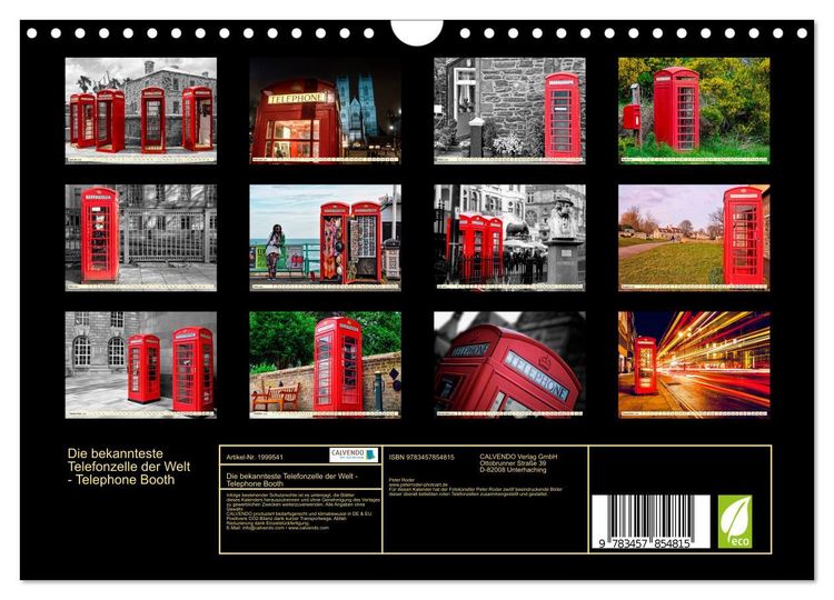 Produktbild: Die bekannteste Telefonzelle der Welt - Telephone Booth (Wandkalender 2026 DIN A4 quer), CALVENDO Monatskalender