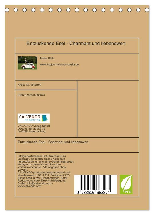 Produktbild: Entz&uuml;ckende Esel - Charmant und liebenswert (Tischkalender 2026 DIN A5 hoch), CALVENDO Monatskalender