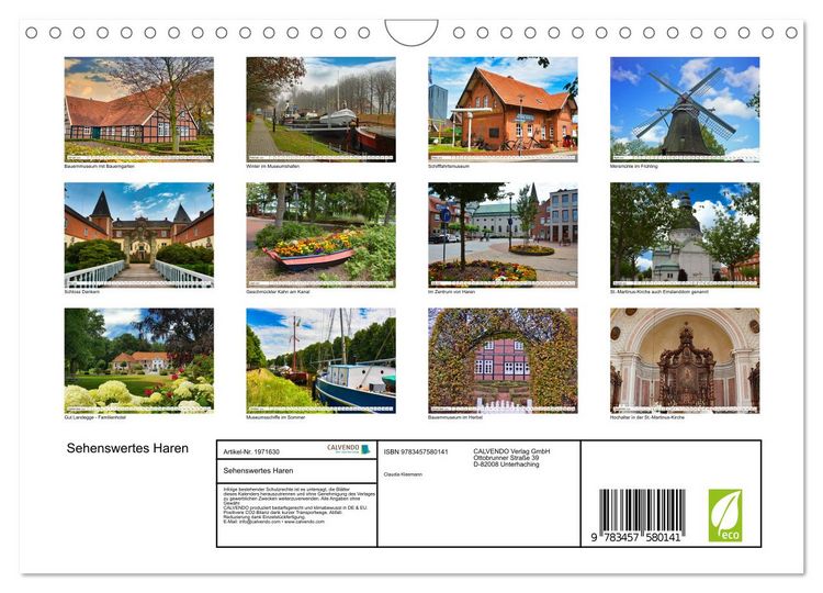 Produktbild: Sehenswertes Haren (Wandkalender 2026 DIN A4 quer), CALVENDO Monatskalender