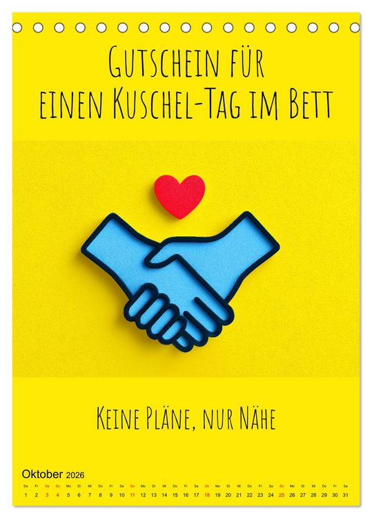 Produktbild: Gutscheinkalender - Gutschein Karten als Geschenk der Liebe (Tischkalender 2026 DIN A5 hoch), CALVENDO Monatskalender