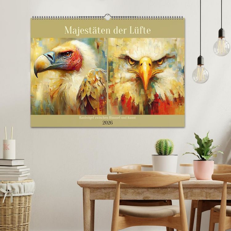 Produktbild: Majest&auml;ten der L&uuml;fte. Raubv&ouml;gel zwischen Himmel und Kunst (Wandkalender 2026 DIN A2 quer), CALVENDO Monatskalender