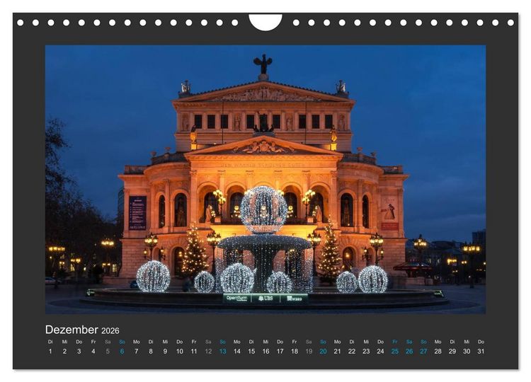 Produktbild: FRANKFURT - Nachtlichter 2026 (Wandkalender 2026 DIN A4 quer), CALVENDO Monatskalender