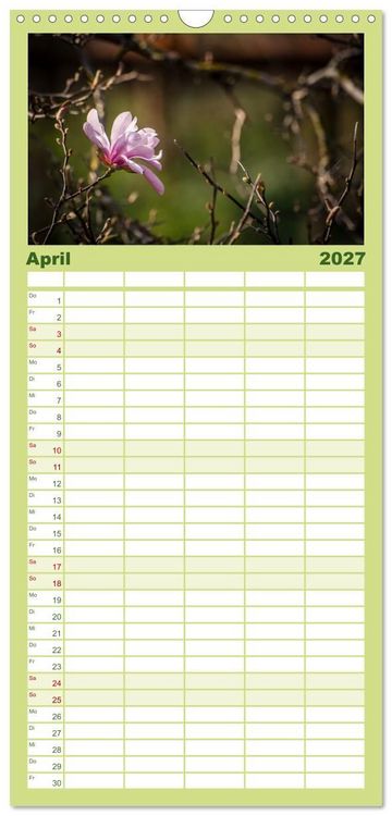 Produktbild: Familienplaner 2027 - Fr&uuml;hlingsbl&uuml;her - Farbenpracht nach dem Winter mit 5 Spalten (Wandkalender, 21 x 45 cm) CALVENDO