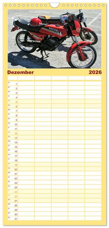Produktbild: Familienplaner 2026 - Vintage Mopeds mit 5 Spalten (Wandkalender, 21 x 45 cm) CALVENDO