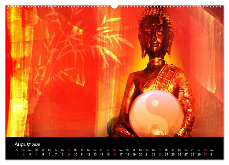 Produktbild: Buddha und Yin Yang (Wandkalender 2026 DIN A2 quer), CALVENDO Monatskalender