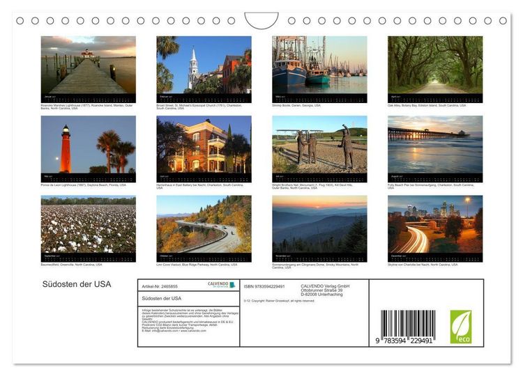 Produktbild: S&uuml;dosten der USA (Wandkalender 2027 DIN A4 quer), CALVENDO Monatskalender