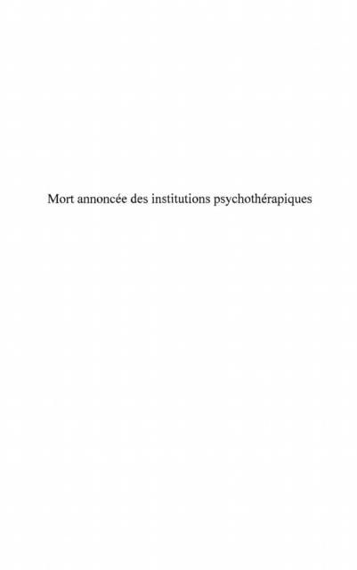 Produktbild: Mort annoncee des institutionspsychotherapiques