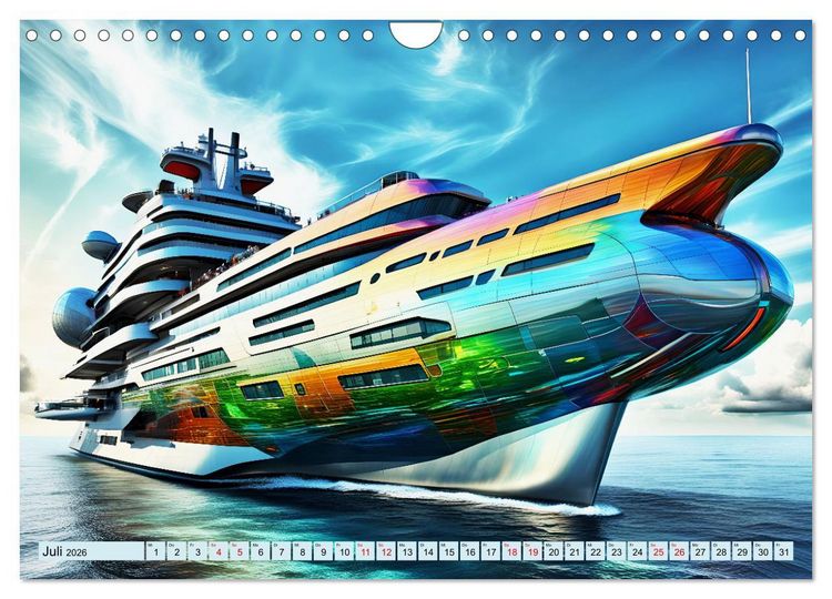 Produktbild: Wogen der Zukunft - Futuristische Jachten (Wandkalender 2026 DIN A4 quer), CALVENDO Monatskalender