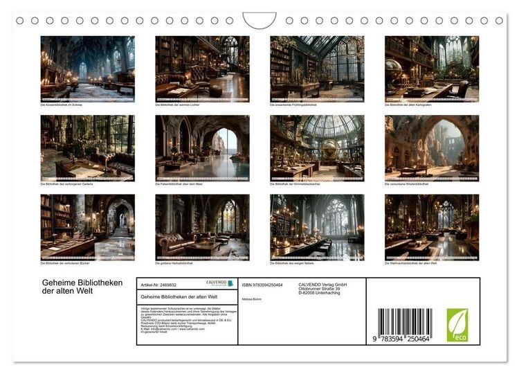 Produktbild: Geheime Bibliotheken der alten Welt (Wandkalender 2027 DIN A4 quer), CALVENDO Monatskalender