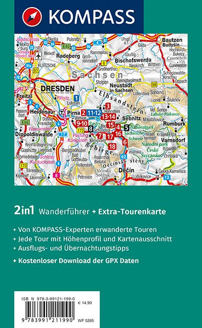 Produktbild: KOMPASS Wanderf&uuml;hrer Malerweg - Auf den Spuren der Romantiker durch die S&auml;chsische Schweiz, 18 Touren mit Extra-Tourenkarte