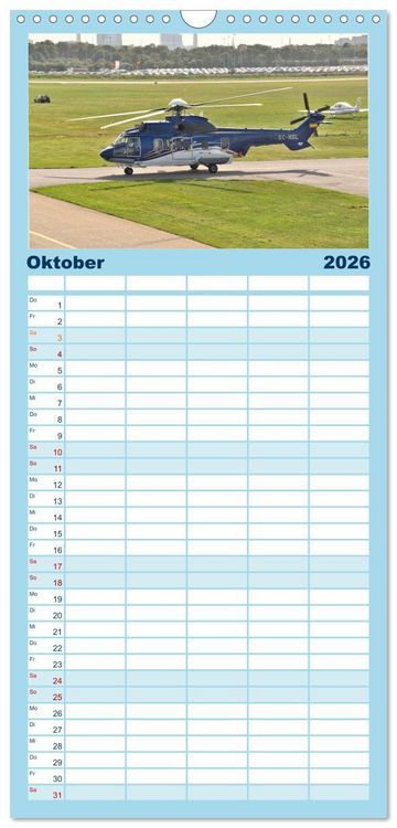 Produktbild: Familienplaner 2026 - Die beeindruckende Welt der Hubschrauber mit 5 Spalten (Wandkalender, 21 x 45 cm) CALVENDO