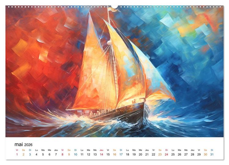 Produktbild: Sc&egrave;nes &eacute;piques de voiliers (Calendrier mural 2026 DIN A2 vertical) calendrier de bureau