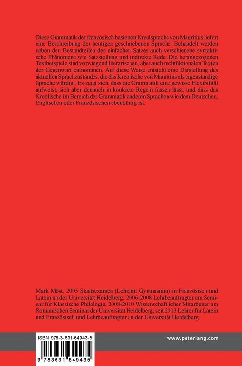 Produktbild: Grammatik des Kreolischen von Mauritius