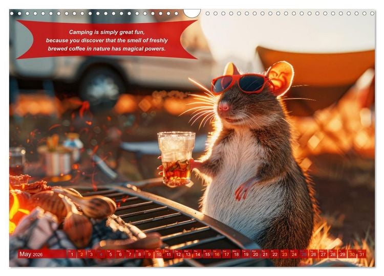 Produktbild: Funny charming animals as campers (Wall Calendar 2026 DIN A3 landscape), CALVENDO 12 Month Wall Calendar
