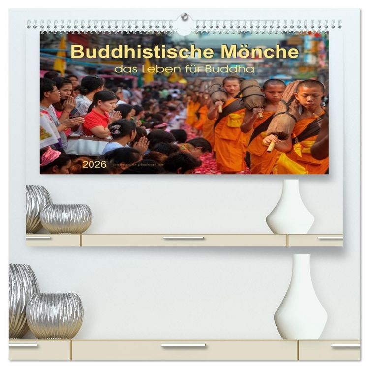 Produktbild: Buddhistische M&ouml;nche - das Leben f&uuml;r Buddha (hochwertiger Premium Wandkalender 2026 DIN A2 quer), Kunstdruck in Hochglanz
