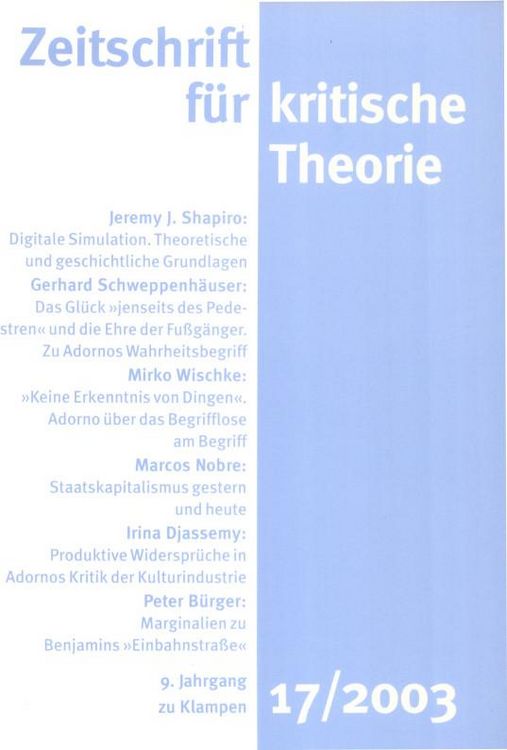 Produktbild: Zeitschrift f&uuml;r kritische Theorie / Zeitschrift f&uuml;r kritische Theorie, Heft 17 (2003)
