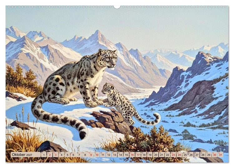 Produktbild: Asiens Tiere im Stil alter Naturstudien (hochwertiger Premium Wandkalender 2027 DIN A2 quer), Kunstdruck in Hochglanz