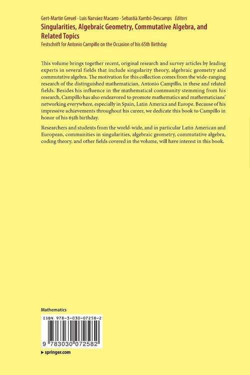 Produktbild: Singularities, Algebraic Geometry, Commutative Algebra, and Related Topics