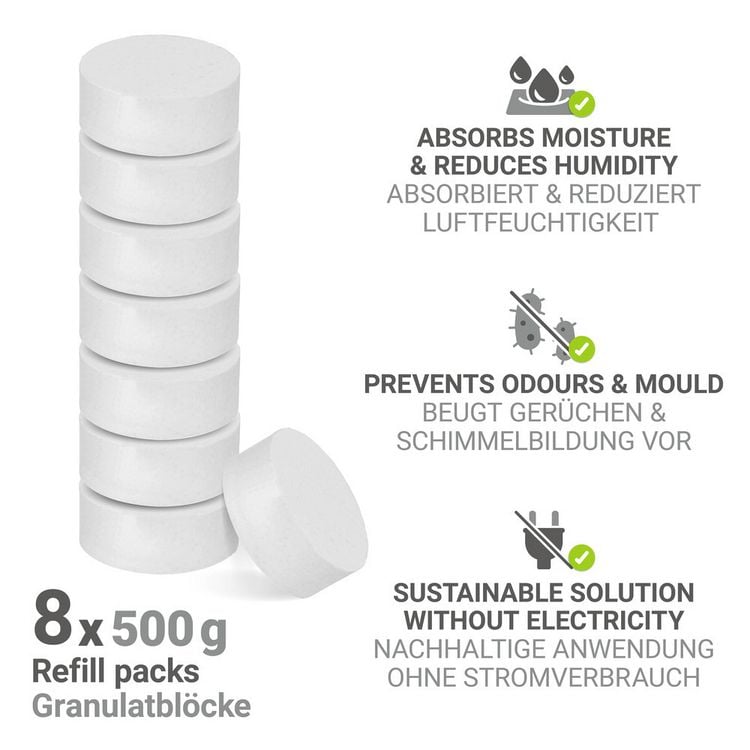 Produktbild: Entfeuchter Mod. Prisma Nachf&uuml;ller 500 g, 8er Set, passend f&uuml;r Raumentfeuchter Prisma