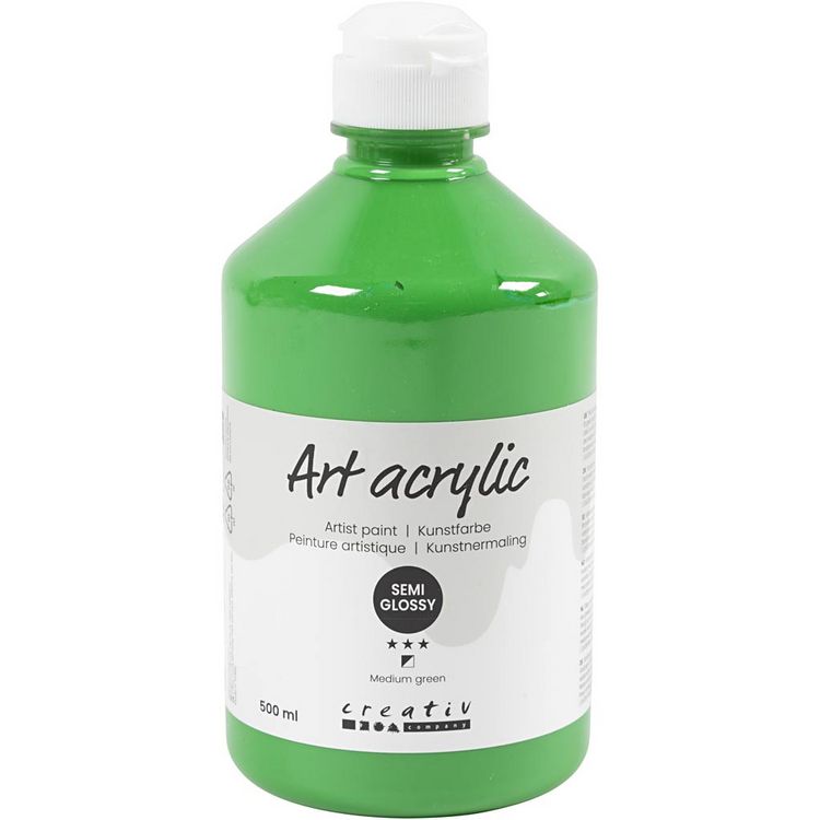 Produktbild: Creativ Company Acrylfarbe, Mattgl&auml;nzend, Deckend, Mediumgr&uuml;n, 500 ml/ 1 Fl.