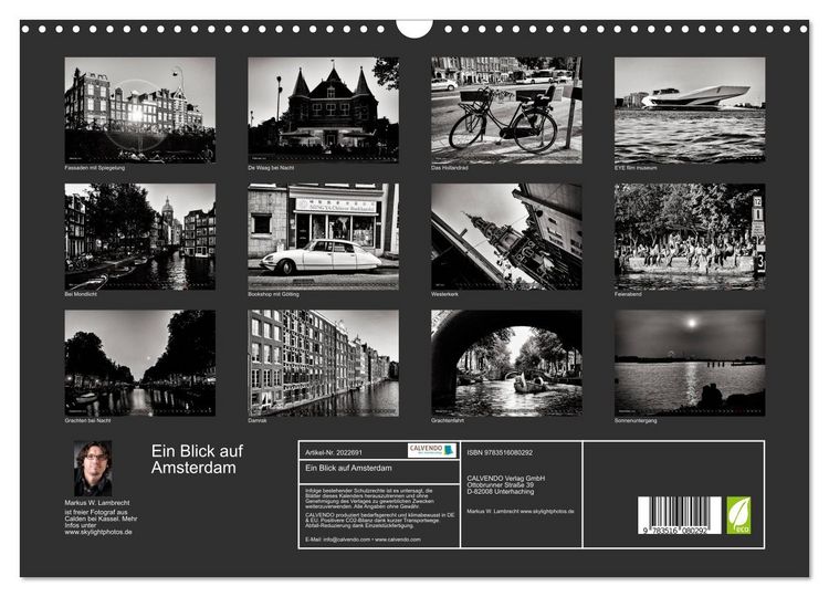 Produktbild: Ein Blick auf Amsterdam (Wandkalender 2026 DIN A3 quer), CALVENDO Monatskalender