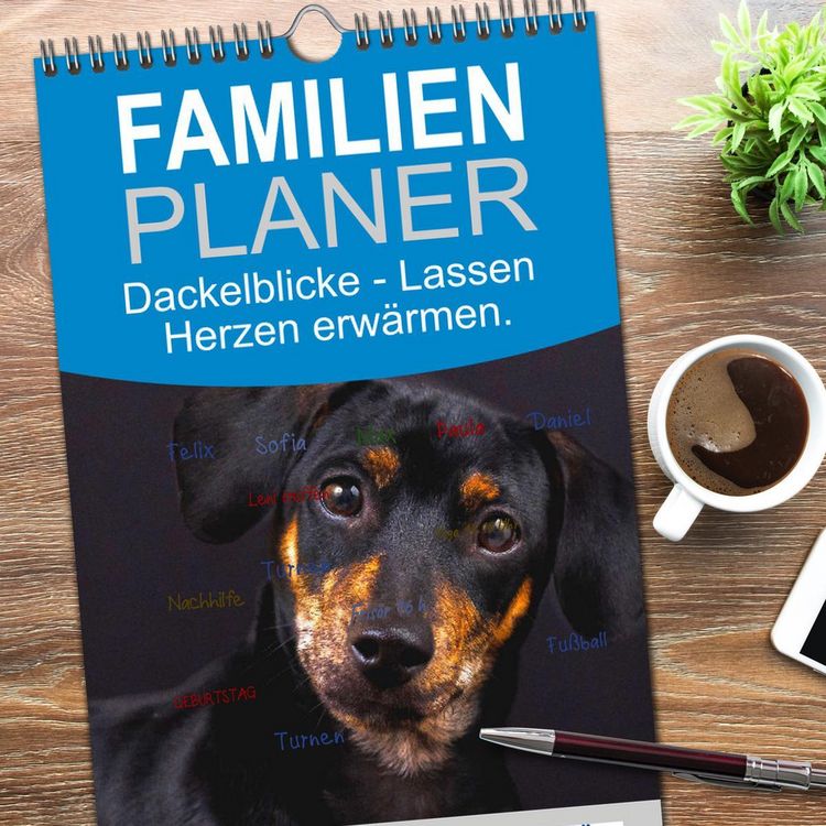 Produktbild: Familienplaner 2026 - Dackelblicke - Lassen Herzen erw&auml;rmen. mit 5 Spalten (Wandkalender, 21 x 45 cm) CALVENDO