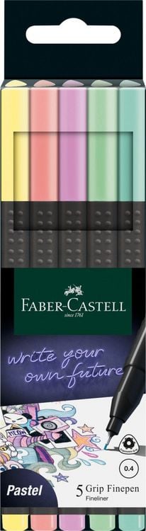 Produktbild: Faber-Castell Fineliner Grip Finepen pastell 5er Set