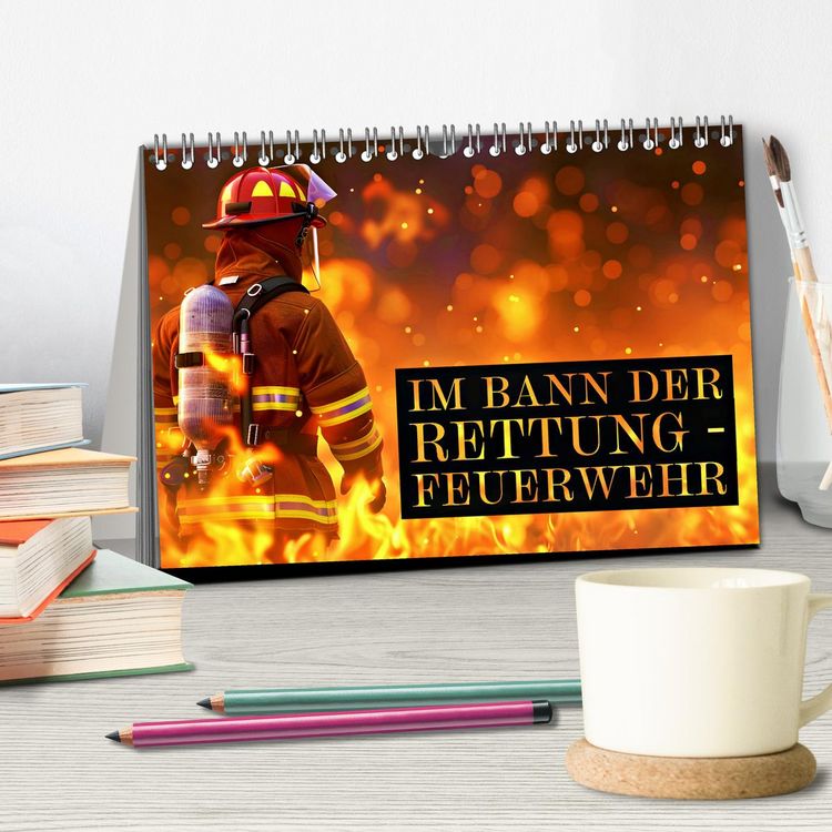 Produktbild: Im Bann der Rettung - Feuerwehr (Tischkalender 2026 DIN A5 quer), CALVENDO Monatskalender