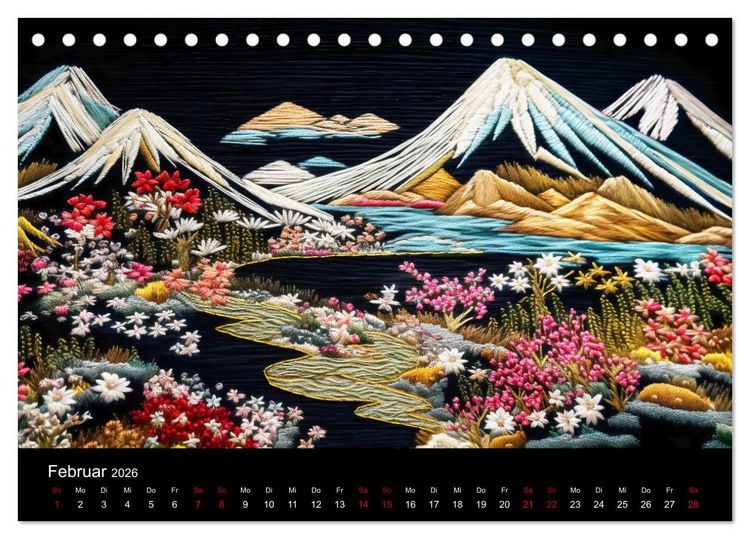 Produktbild: Japanische Stickerei - Hommage an die &Auml;sthetik des Landes (Tischkalender 2026 DIN A5 quer), CALVENDO Monatskalender