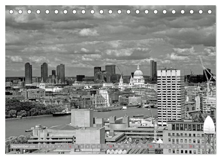 Produktbild: London in Schwarz-Wei&szlig; (Tischkalender 2026 DIN A5 quer), CALVENDO Monatskalender
