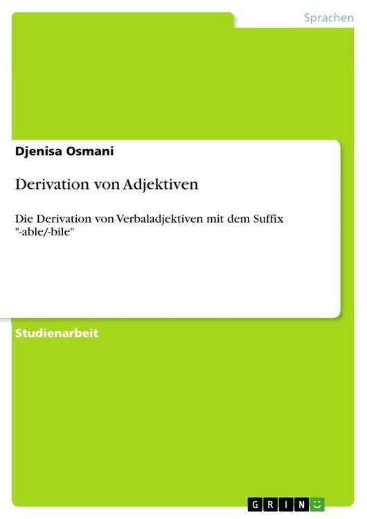 Produktbild: Derivation von Adjektiven