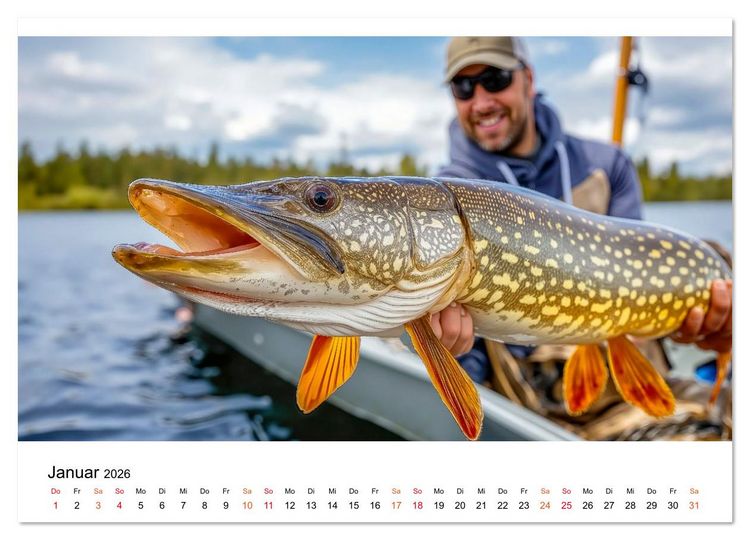Produktbild: Jagd auf den Hecht (Wandkalender 2026 DIN A2 quer), CALVENDO Monatskalender