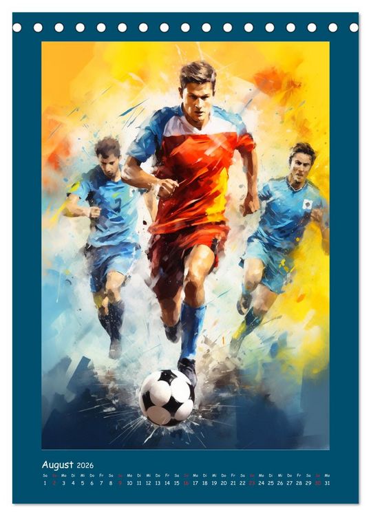Produktbild: Leidenschaft Fussball. Stadionstimmung im Aquarellstil (Tischkalender 2026 DIN A5 hoch), CALVENDO Monatskalender