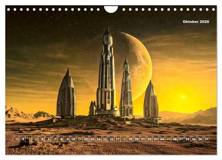 Produktbild: Pionierbauten auf fremden Planeten (Wandkalender 2026 DIN A4 quer), CALVENDO Monatskalender