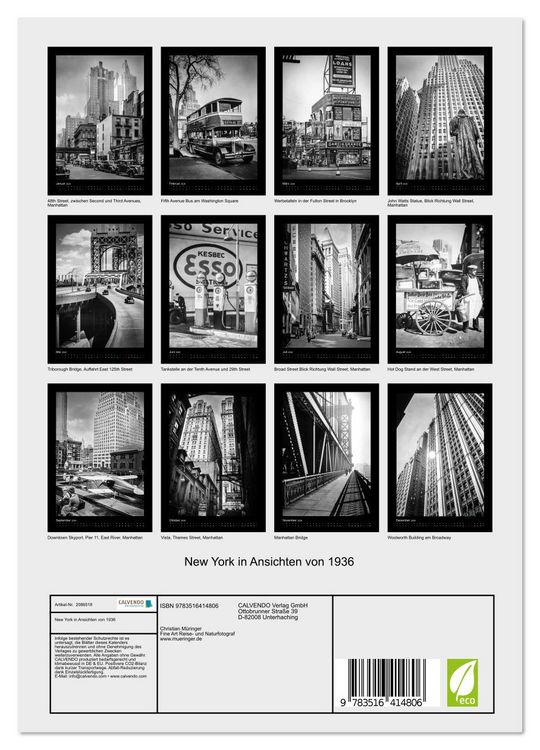 Produktbild: New York in Ansichten von 1936 (Wandkalender 2026 DIN A4 hoch), CALVENDO Monatskalender