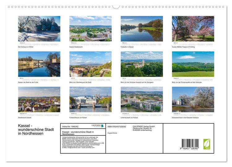 Produktbild: Kassel - wundersch&ouml;ne Stadt in Nordhessen (hochwertiger Premium Wandkalender 2026 DIN A2 quer), Kunstdruck in Hochglanz
