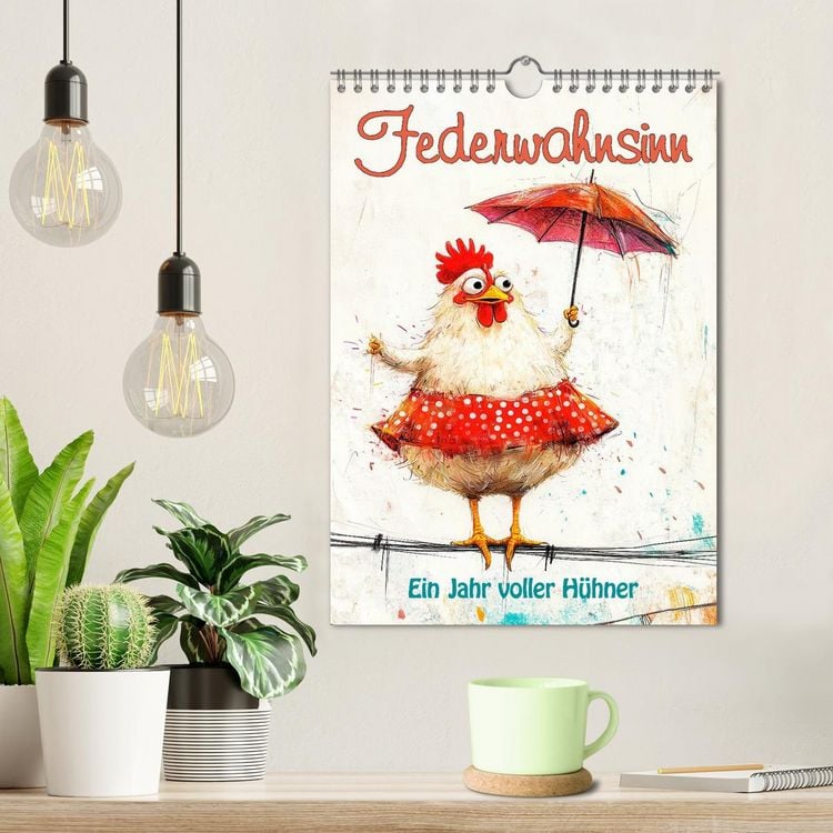 Produktbild: Federwahnsinn - Ein Jahr voller H&uuml;hner (Wandkalender 2026 DIN A4 hoch), CALVENDO Monatskalender