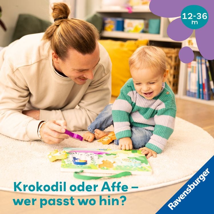 Produktbild: Play+ Magnetisches Holz-F&uuml;hl-Puzzle: Dschungel - ab 12 Monate