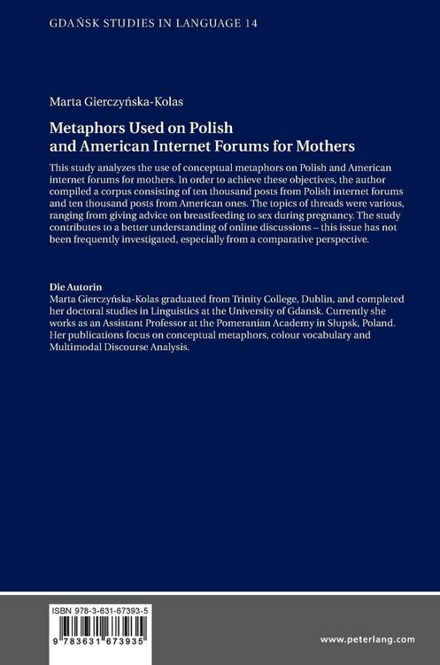 Produktbild: Metaphors Used on Polish and American Internet Forums for Mothers