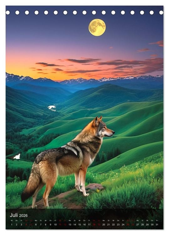 Produktbild: Der Wolf - Sehnsucht Freiheit Kraft (Tischkalender 2026 DIN A5 hoch), CALVENDO Monatskalender