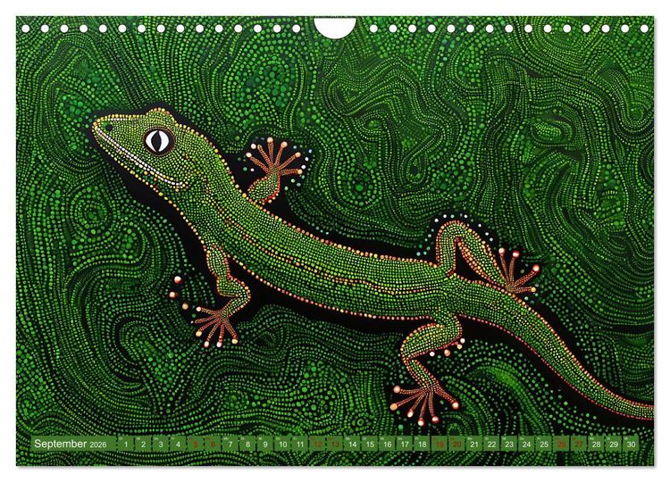 Produktbild: Traumzeit - KI-generierte Aborigine-Kunst aus dem Herzen Australiens (Wandkalender 2026 DIN A4 quer), CALVENDO Monatskalender