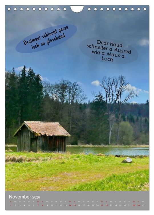 Produktbild: Schw&auml;bische Sprichw&ouml;rter Oifach g`redt (Wandkalender 2026 DIN A4 hoch), CALVENDO Monatskalender