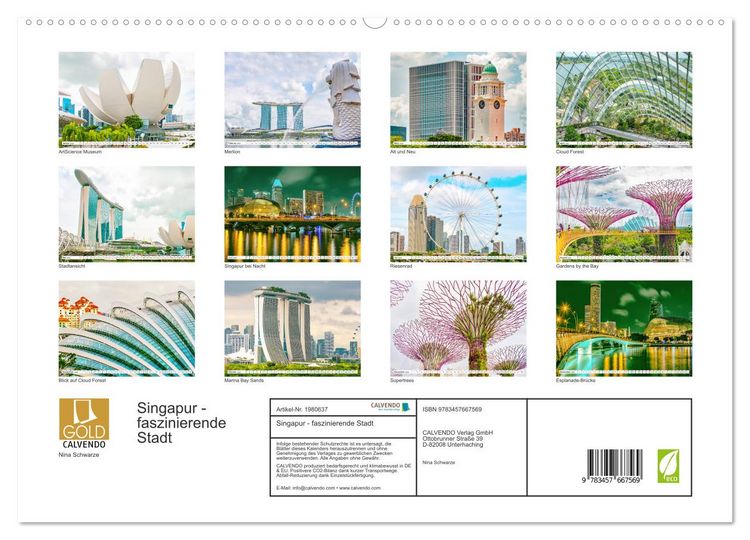Produktbild: Singapur - faszinierende Stadt (hochwertiger Premium Wandkalender 2026 DIN A2 quer), Kunstdruck in Hochglanz
